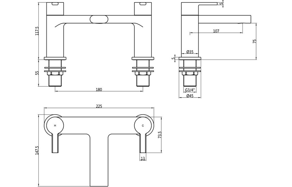 Opulent Nile Bath Filler - Matt Black (OBC108096)