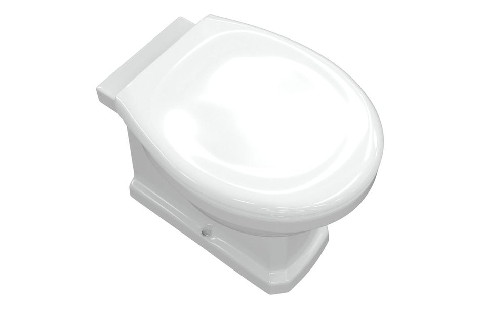 Opulent Normandy Back To Wall Comfort Height WC & Satin White Wood Effect Seat with Chrome Finishes (OBC117090)
