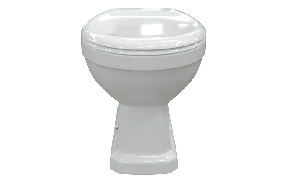 Opulent Normandy Back To Wall WC and Satin White Wood Effect Seat with Brushed Brass Finishes (OBC108453)