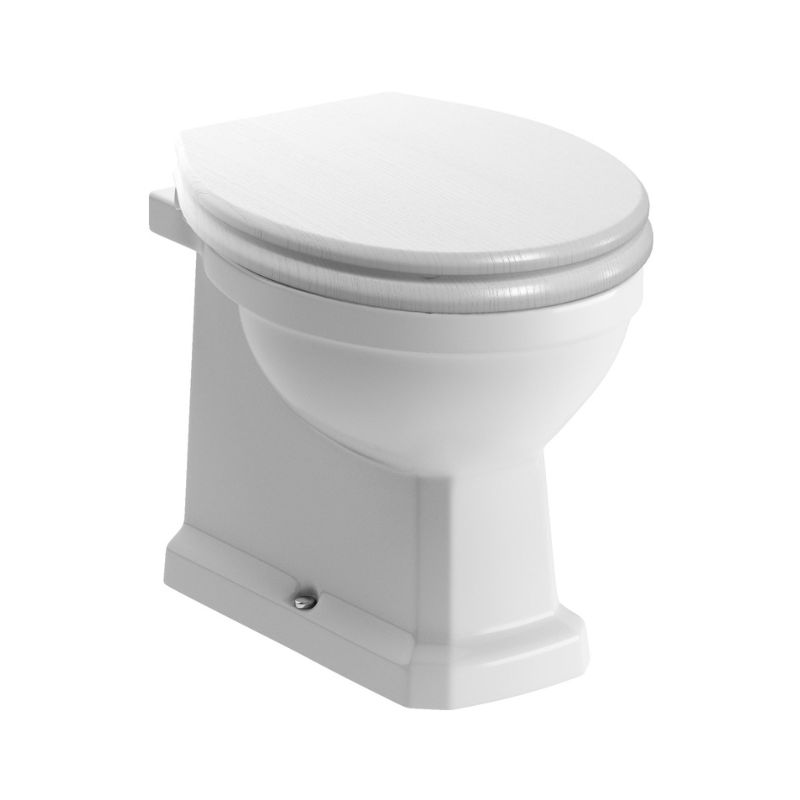 Opulent Normandy Back To Wall WC and Satin White Wood Effect Seat with Brushed Brass Finishes (OBC108453)