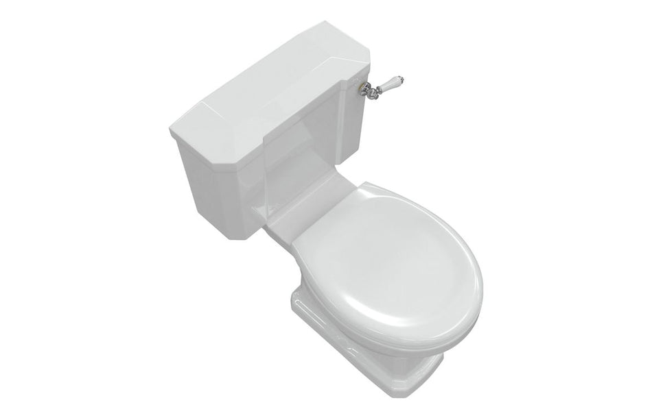 Opulent Normandy Close Coupled Comfort Height WC & Satin White Wood Effect Seat with Chrome Finishes (OBC117085)