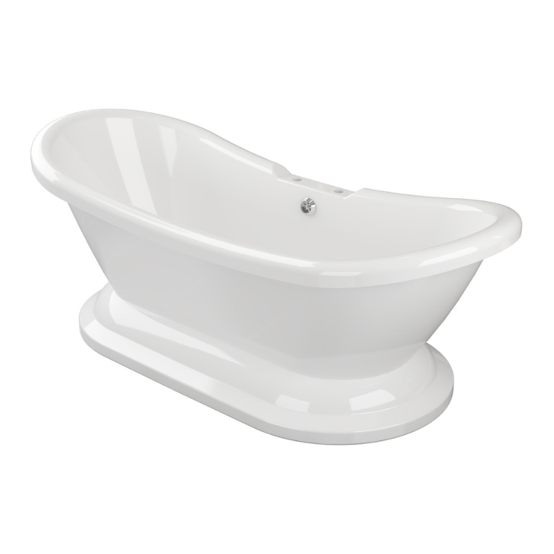Opulent Osmond Freestanding 1760x700x720mm Two Tap Hole Bath with Base - White (OBC102809)