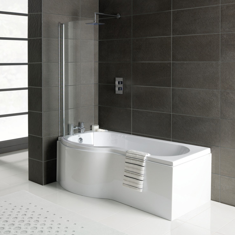 Opulent P-Shape 1700x700-850x410mm Shower Bath, Panel and Screen - Left Hand (OBC2956)