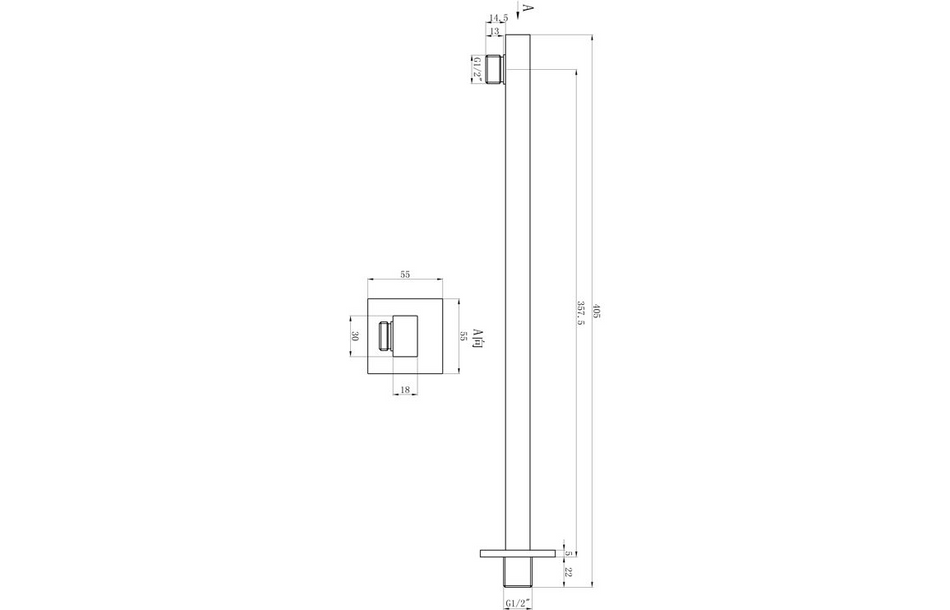 Opulent Parker 350mm Square Shower Arm - Chrome (OBC105872)