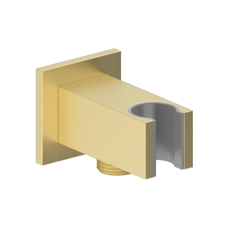 Opulent Parker Square Handset Wall Bracket with Wall Outlet - Brushed Brass (OBC116260)