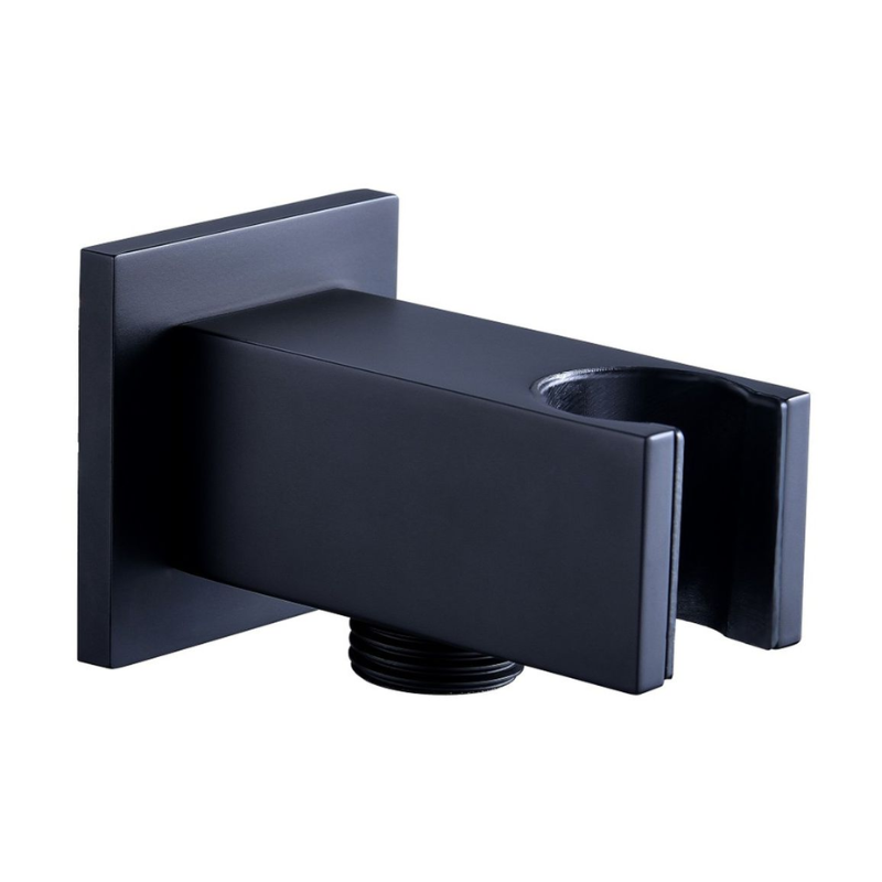 Opulent Parker Square Handset Wall Bracket with Wall Outlet - Matt Black (OBC116259)