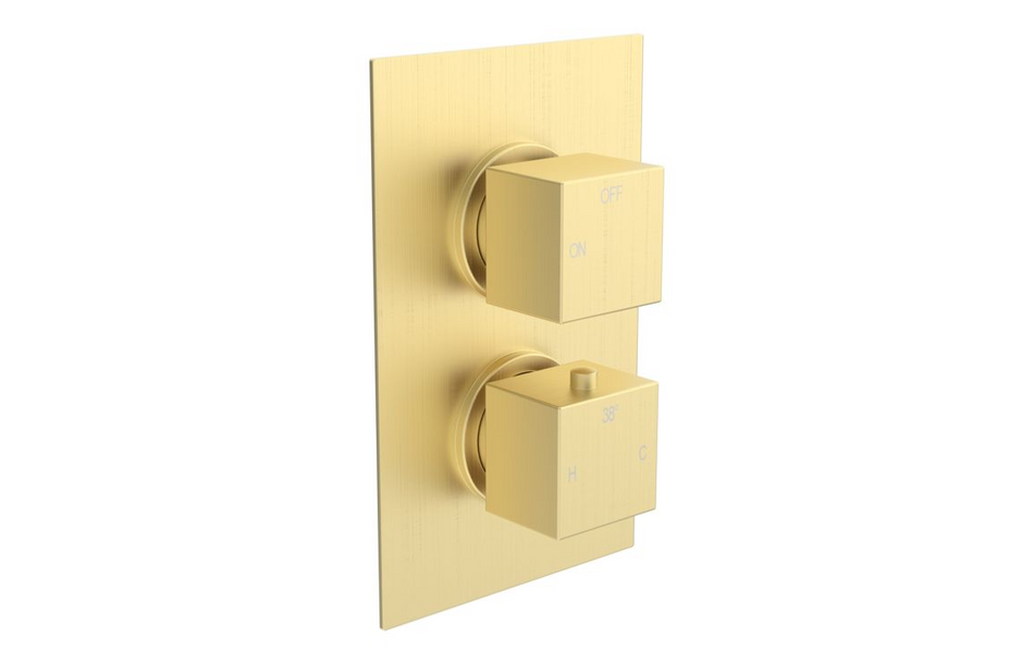 Opulent Parker Square Shower Valve and Kit Pack 1 - Brushed Brass (OBC111593)