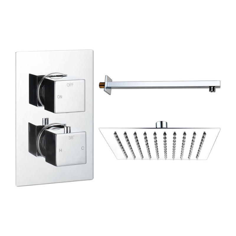 Opulent Parker Square Shower Valve and Kit Pack 1 - Chrome (OBC111591)