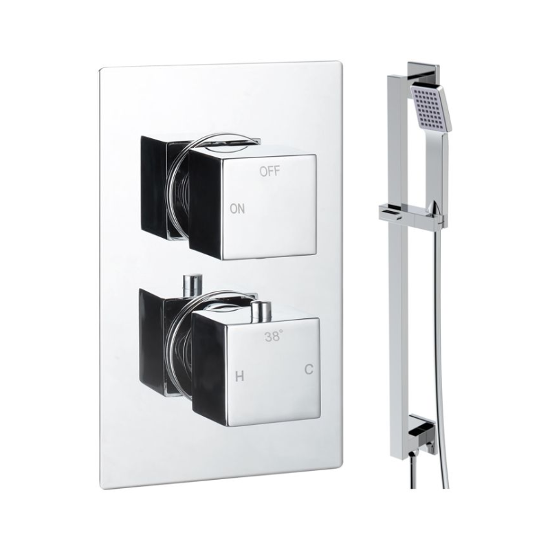 Opulent Parker Square Shower Valve and Kit Pack 2 - Chrome (OBC111595)