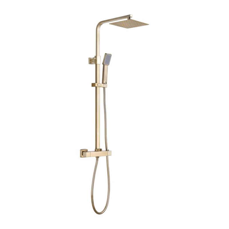 Opulent Parker Square Thermostatic Bar Mixer with Riser Kit - Brushed Brass (OBC108087)