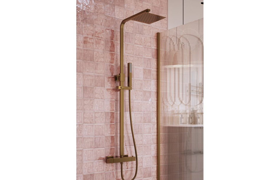 Opulent Parker Square Thermostatic Bar Mixer with Riser Kit - Brushed Bronze (OBC109000)