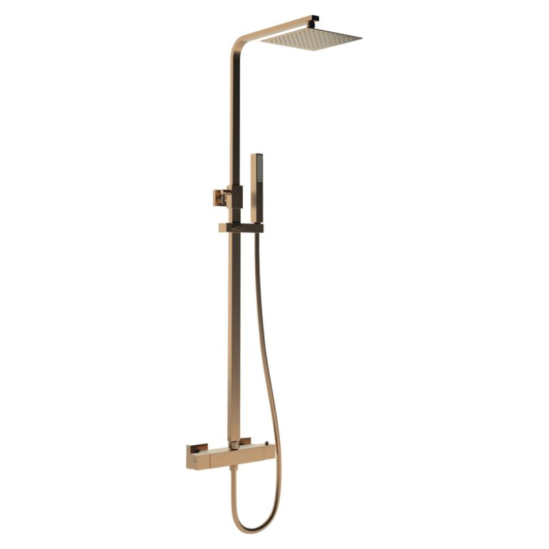 Opulent Parker Square Thermostatic Bar Mixer with Riser Kit - Brushed Bronze (OBC109000)