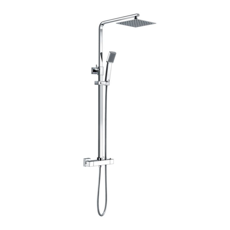 Opulent Parker Square Thermostatic Bar Mixer with Riser Kit - Chrome (OBC105831)