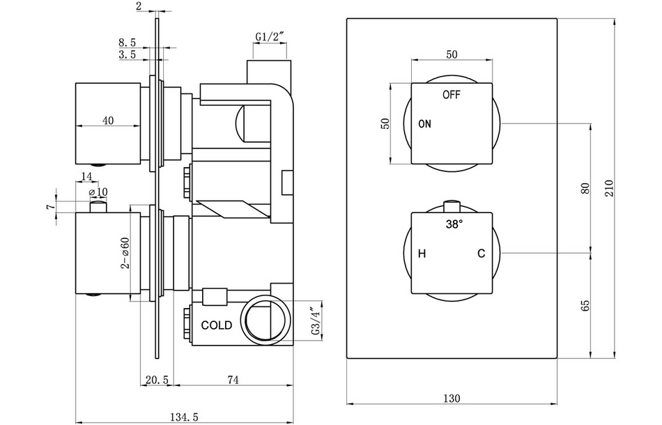 Opulent Parker Thermostatic Single Outlet Twin Shower Valve - Brushed Bronze (OBC111573)