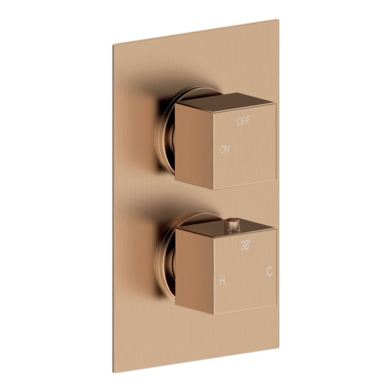 Opulent Parker Thermostatic Single Outlet Twin Shower Valve - Brushed Bronze (OBC111573)