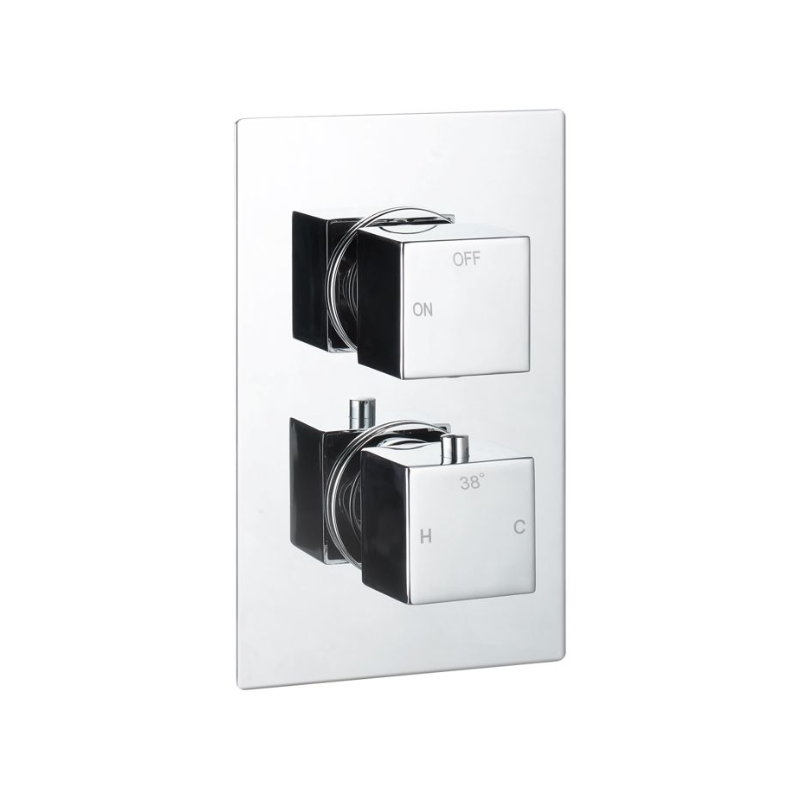 Opulent Parker Thermostatic Single Outlet Twin Shower Valve - Chrome (OBC105839)