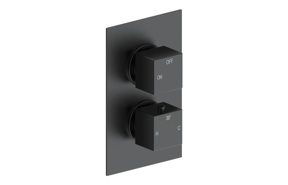 Opulent Parker Thermostatic Single Outlet Twin Shower Valve - Matt Black (OBC111402)