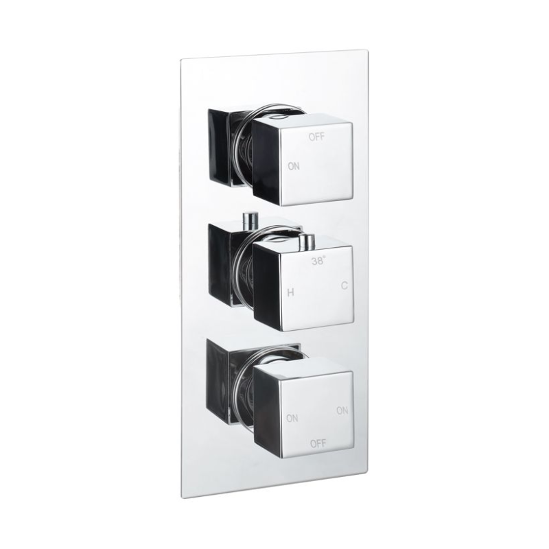 Opulent Parker Thermostatic Three Outlet Triple Shower Valve - Chrome (OBC105846)