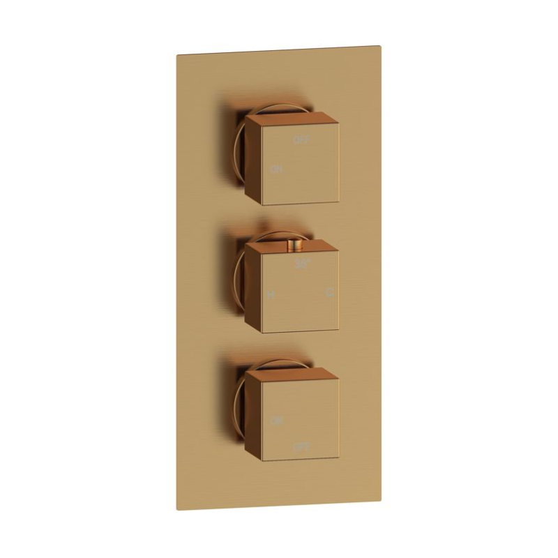 Opulent Parker Thermostatic Two Outlet Triple Shower Valve - Brushed Bronze (OBC116257)
