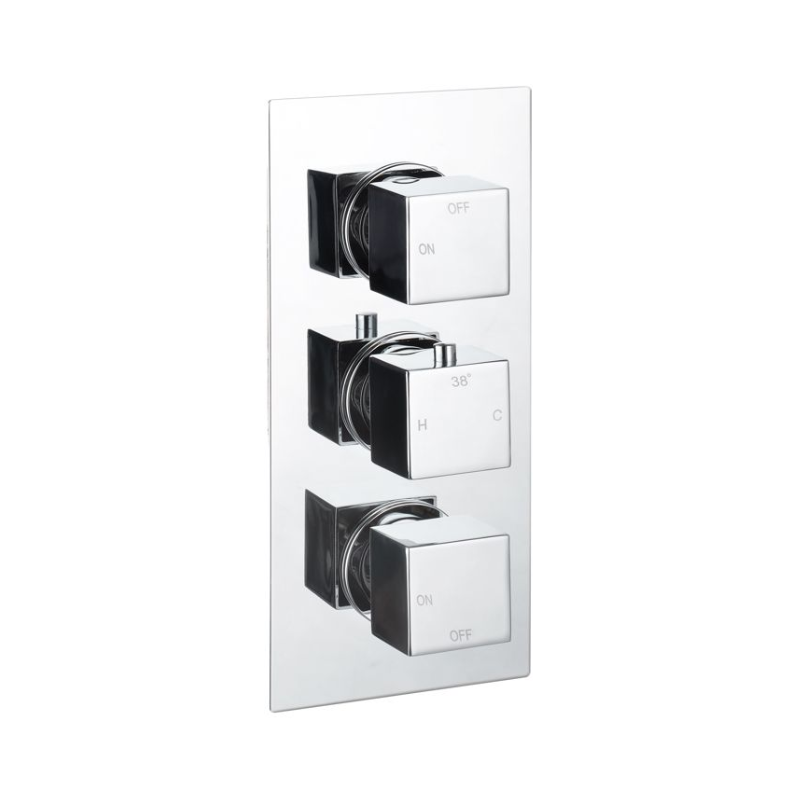 Opulent Parker Thermostatic Two Outlet Triple Shower Valve - Chrome (OBC105845)