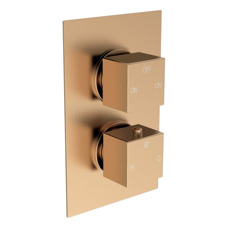 Opulent Parker Thermostatic Two Outlet Twin Shower Valve - Brushed Bronze (OBC111574)