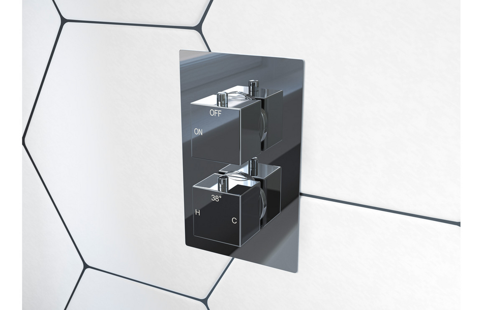 Opulent Parker Thermostatic Two Outlet Twin Shower Valve - Chrome (OBC105840)