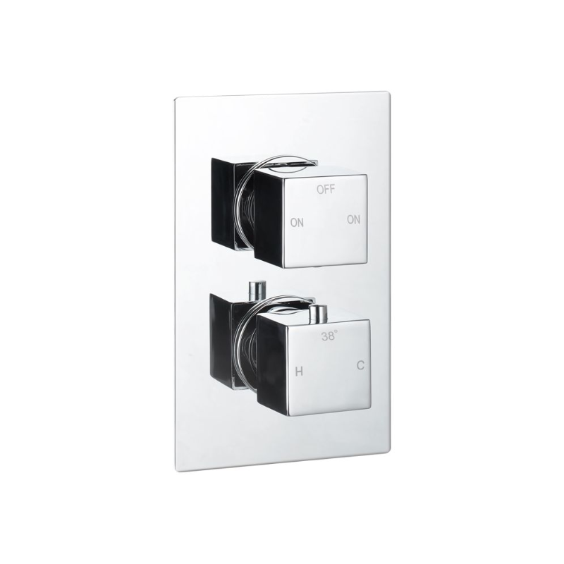 Opulent Parker Thermostatic Two Outlet Twin Shower Valve - Chrome (OBC105840)