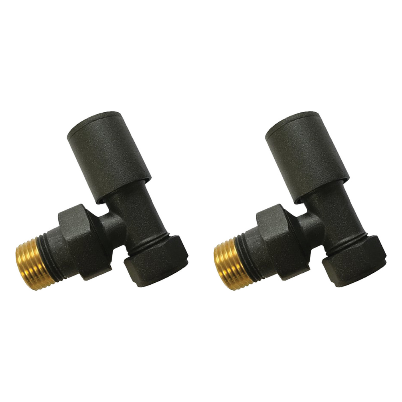 Opulent Patterned Anthracite Radiator Valves - Angled (OBC103012)
