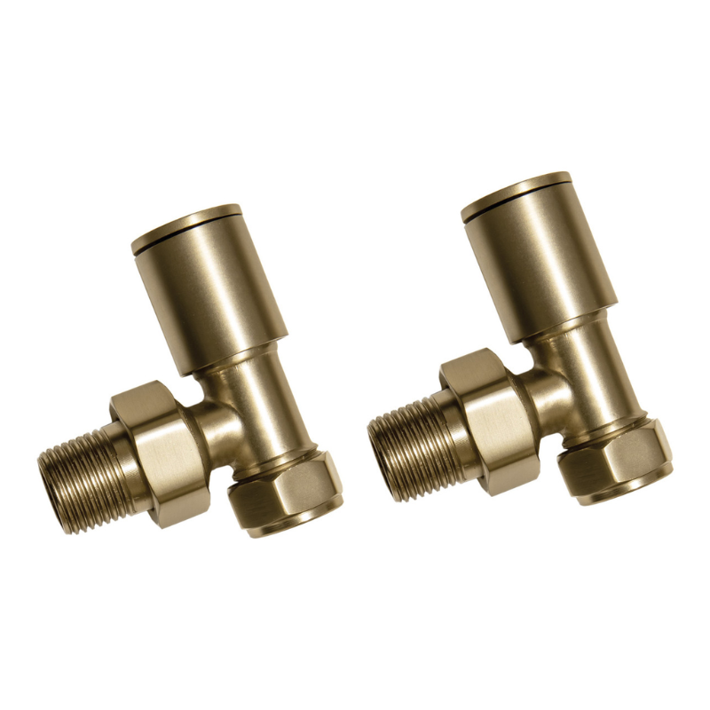 Opulent Patterned Brushed Brass Radiator Valves - Angled (OBC107160)