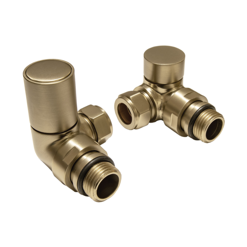 Opulent Patterned Brushed Brass Radiator Valves - Corner (OBC107161)