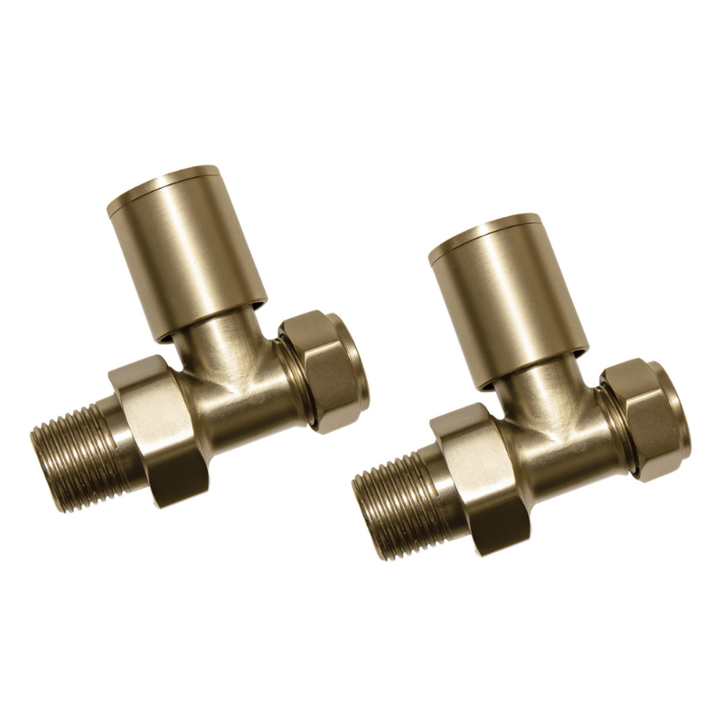 Opulent Patterned Brushed Brass Radiator Valves - Straight (OBC107159)