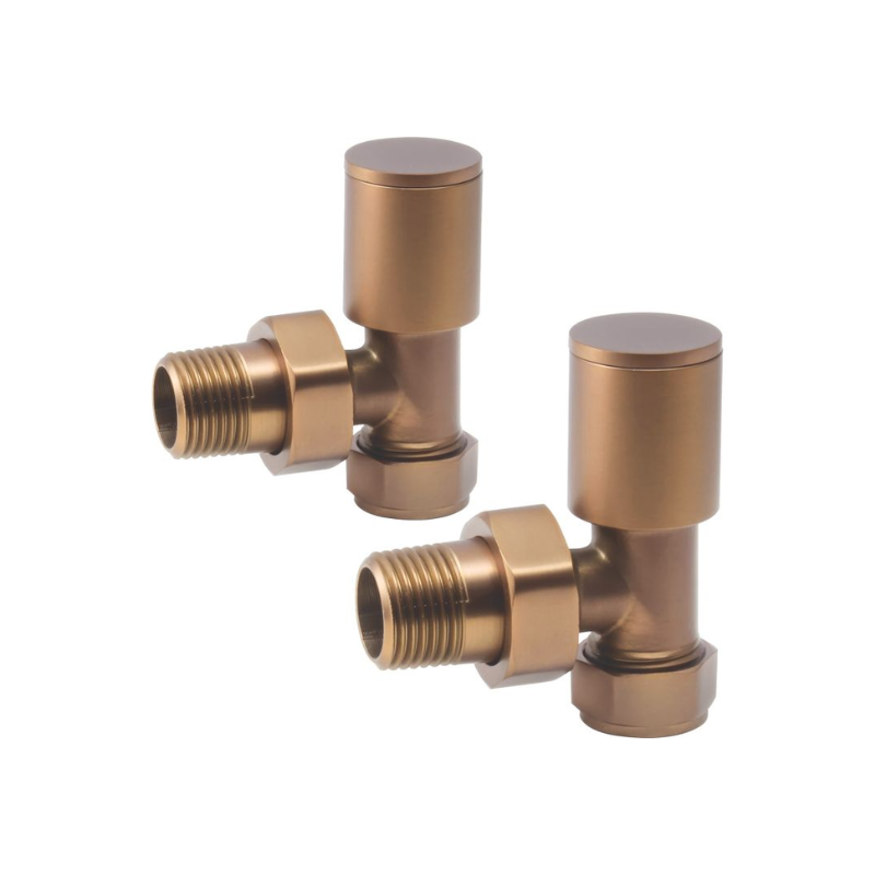 Opulent Patterned Brushed Bronze Radiator Valves - Angled (OBC108855)