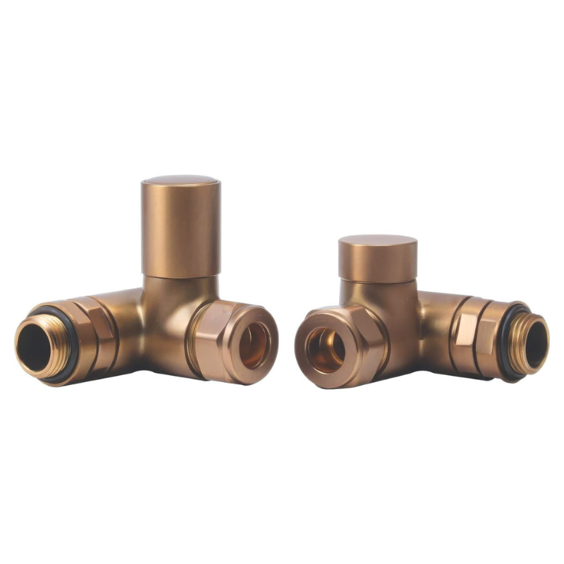 Opulent Patterned Brushed Bronze Radiator Valves - Corner (OBC108857)