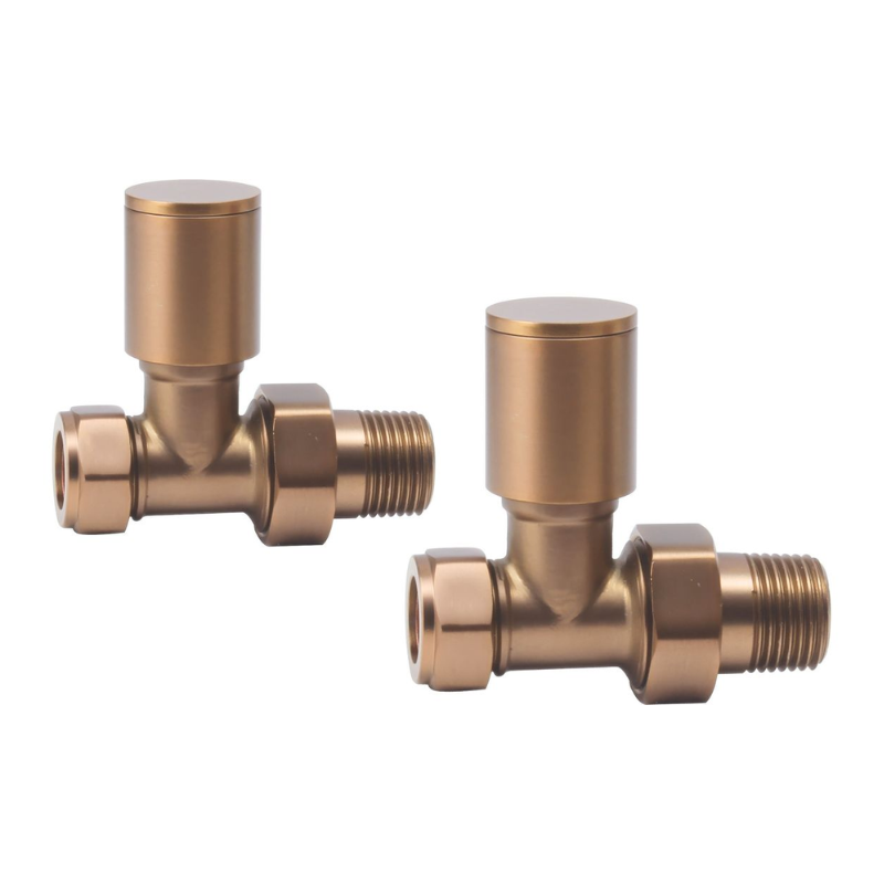 Opulent Patterned Brushed Bronze Radiator Valves - Straight (OBC108856)