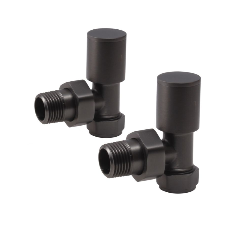 Opulent Patterned Matt Black Radiator Valves - Angled (OBC108851)