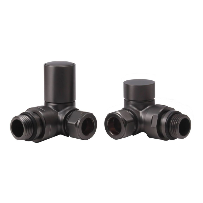 Opulent Patterned Matt Black Radiator Valves - Corner (OBC108853)