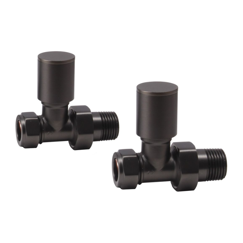 Opulent Patterned Matt Black Radiator Valves - Straight (OBC108852)