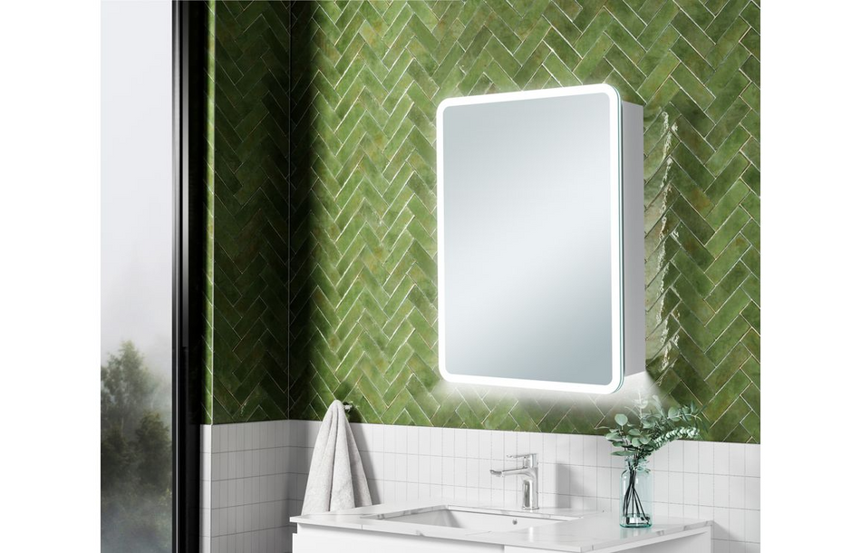 Opulent Penguin 500mm 1 Door LED Mirrored Cabinet (OBC107585)