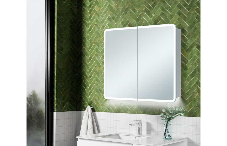 Opulent Penguin 600mm 2 Door LED Mirrored Cabinet (OBC107586)