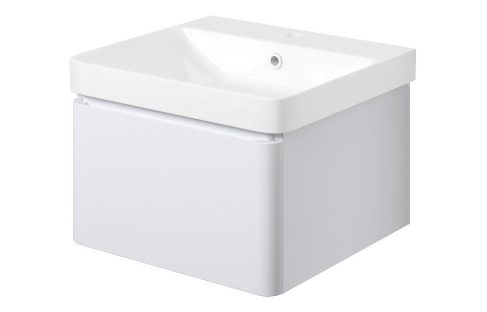 Opulent Pierford 500mm Wall Hung 1 Drawer Basin Unit and Basin - Matt White (OBC108927)