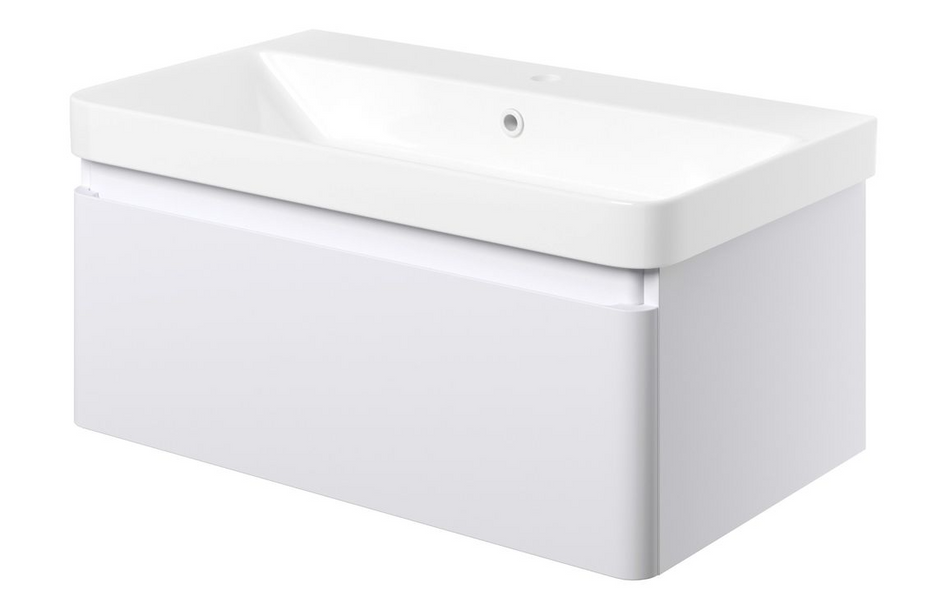 Opulent Pierford 805mm Wall Hung 1 Drawer Basin Unit and Basin - Matt White (OBC108929)