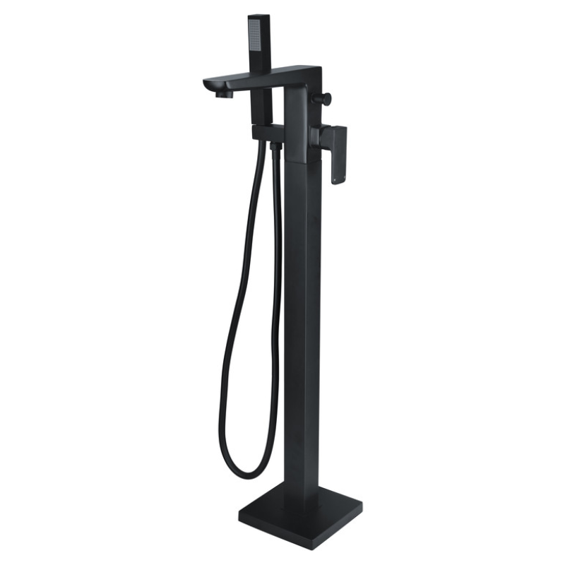 Opulent Plitvice Floor Standing Bath Shower Mixer - Matt Black (OBC105798)