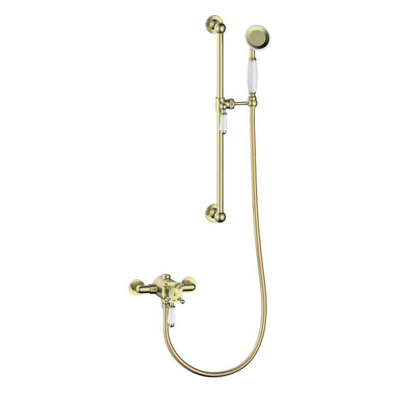Opulent Rosefield Concentric Single Outlet Shower Valve and Riser Kit Pack 1 - Brushed Brass (OBC116276)