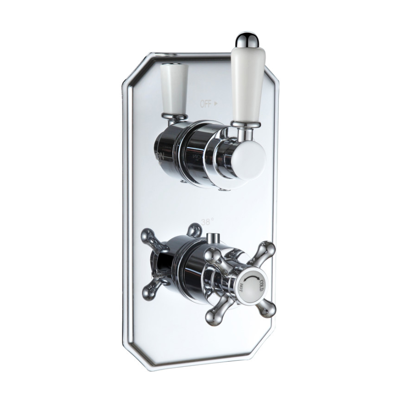 Opulent Rosefield Traditional Lever Thermostatic Single Outlet Shower Valve - Chrome (OBC105883)