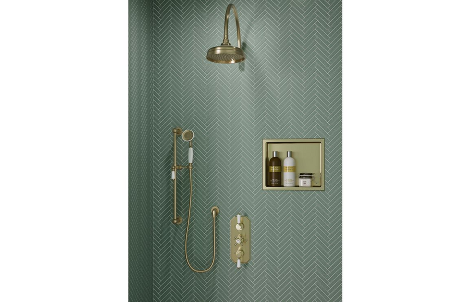Opulent Rosefield Traditional Lever Thermostatic Two Outlet Shower Valve - Brushed Brass (OBC116275)