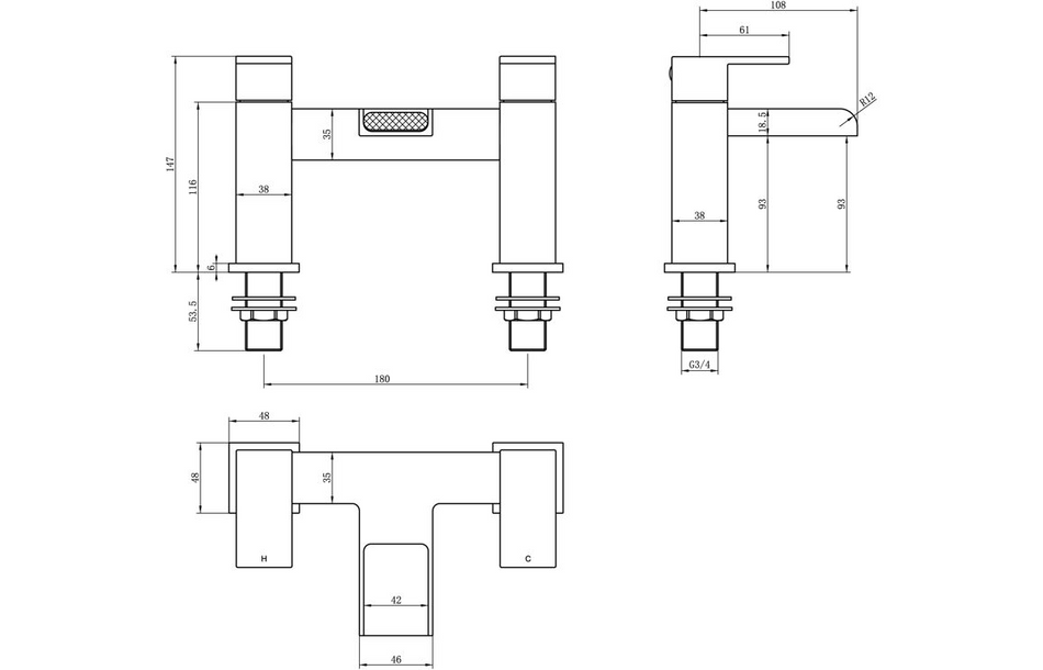Opulent Rusumo Bath Filler - Chrome (OBC105715)