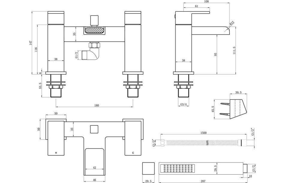 Opulent Rusumo Bath Shower Mixer - Chrome (OBC105716)