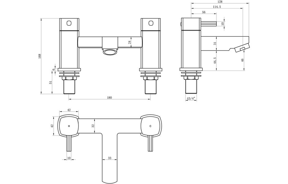 Opulent Silverthread Bath Filler - Chrome (OBC105710)