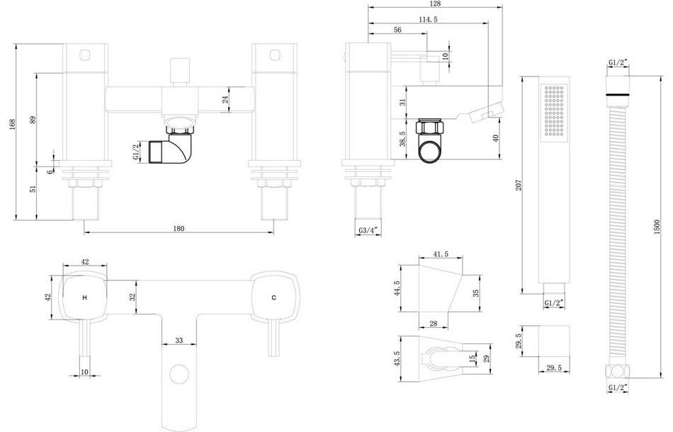 Opulent Silverthread Bath Shower Mixer - Chrome (OBC105711)