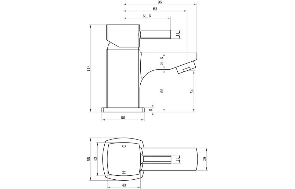 Opulent Silverthread Cloakroom Basin Mixer - Chrome (OBC105707)